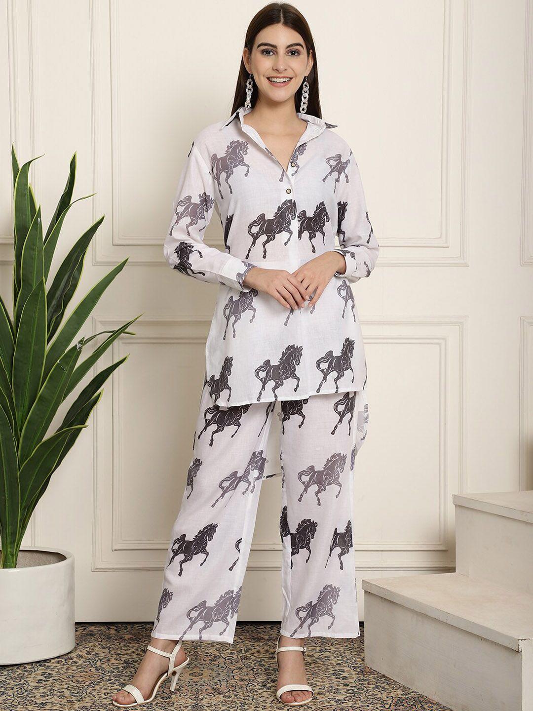 aawari horse printed cotton top & trousers