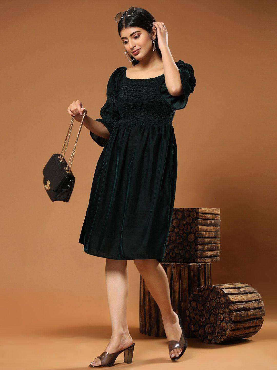 aawari liva velvet fit and flare dress