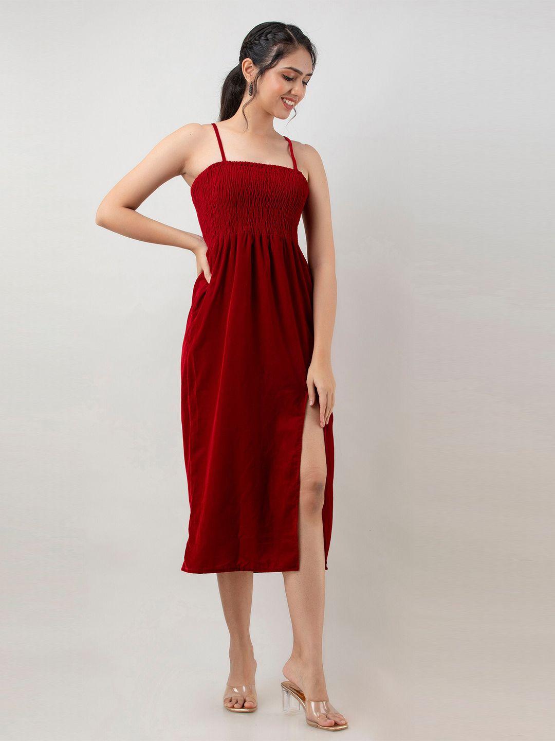 aawari maroon sheath midi dress