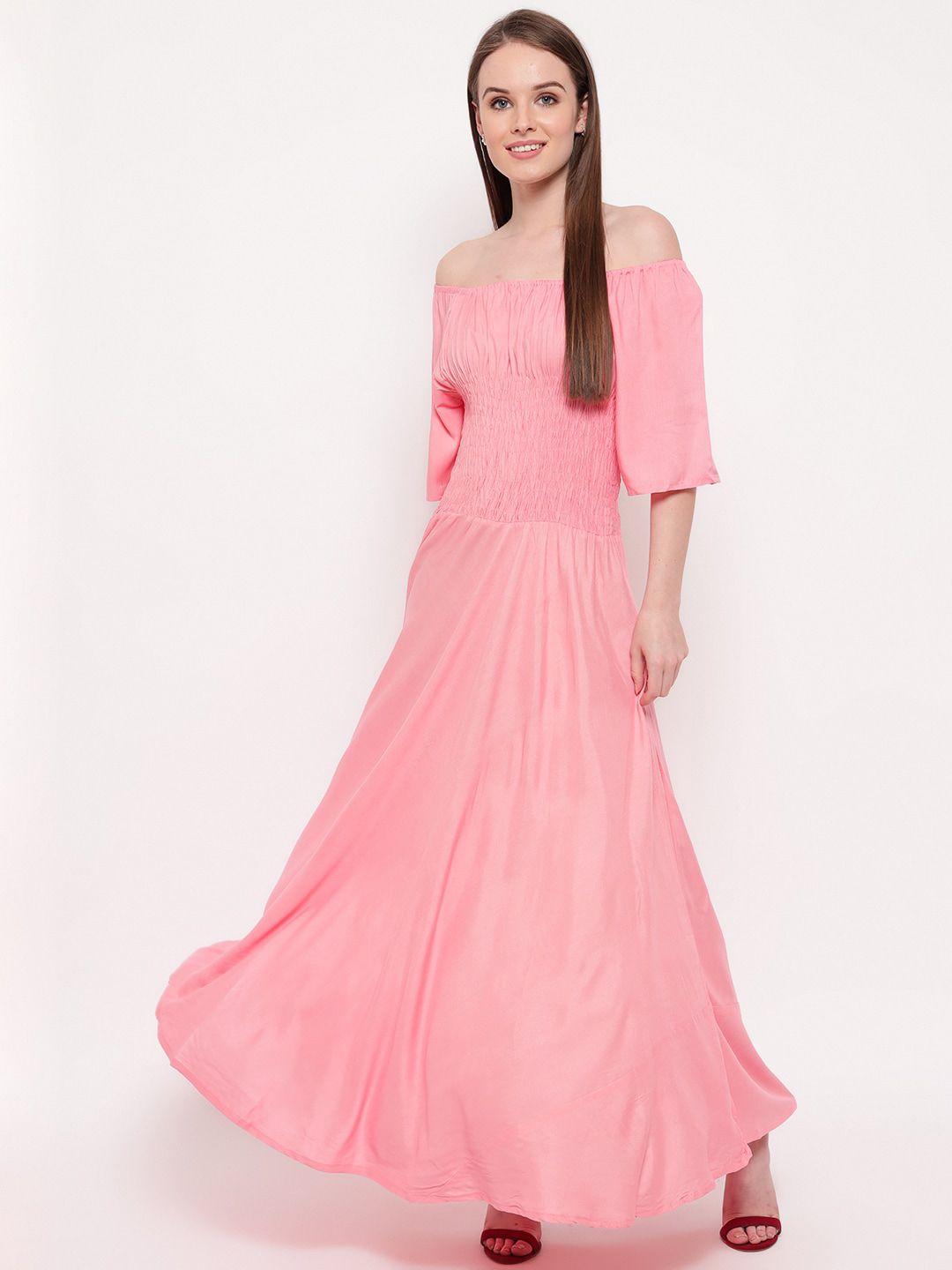 aawari pink off-shoulder maxi dress