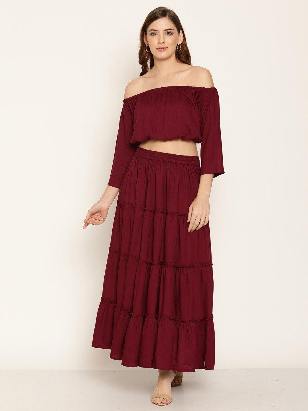 aawari purple off-shoulder maxi dress