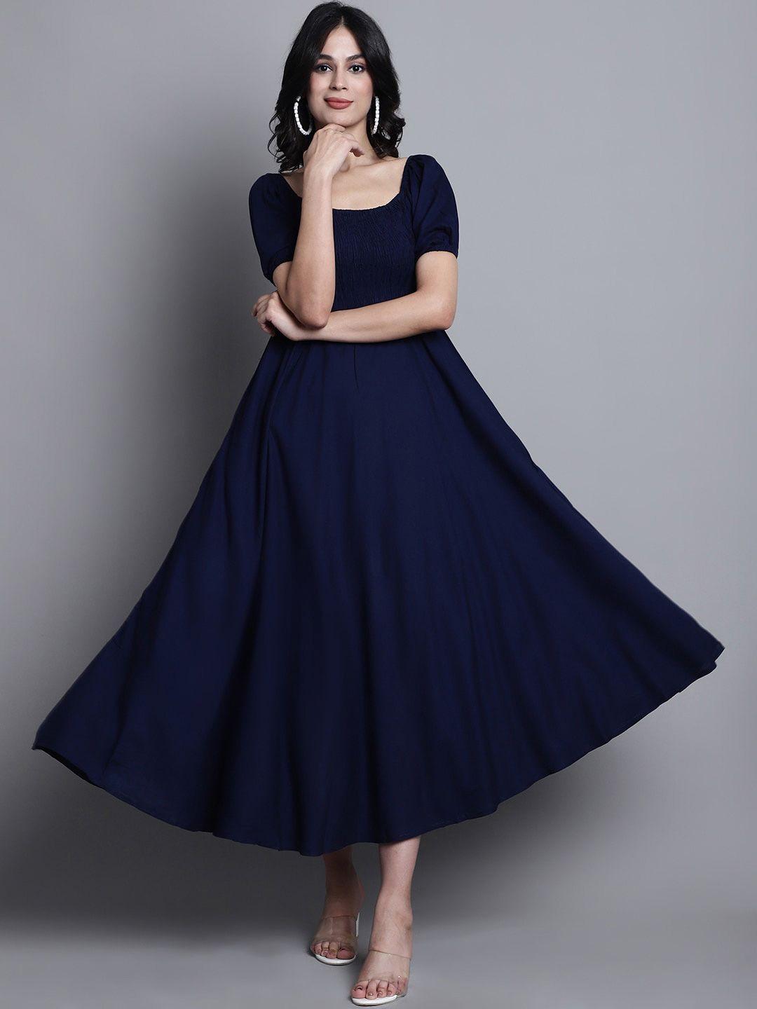 aawari square neck fit and flare midi dress