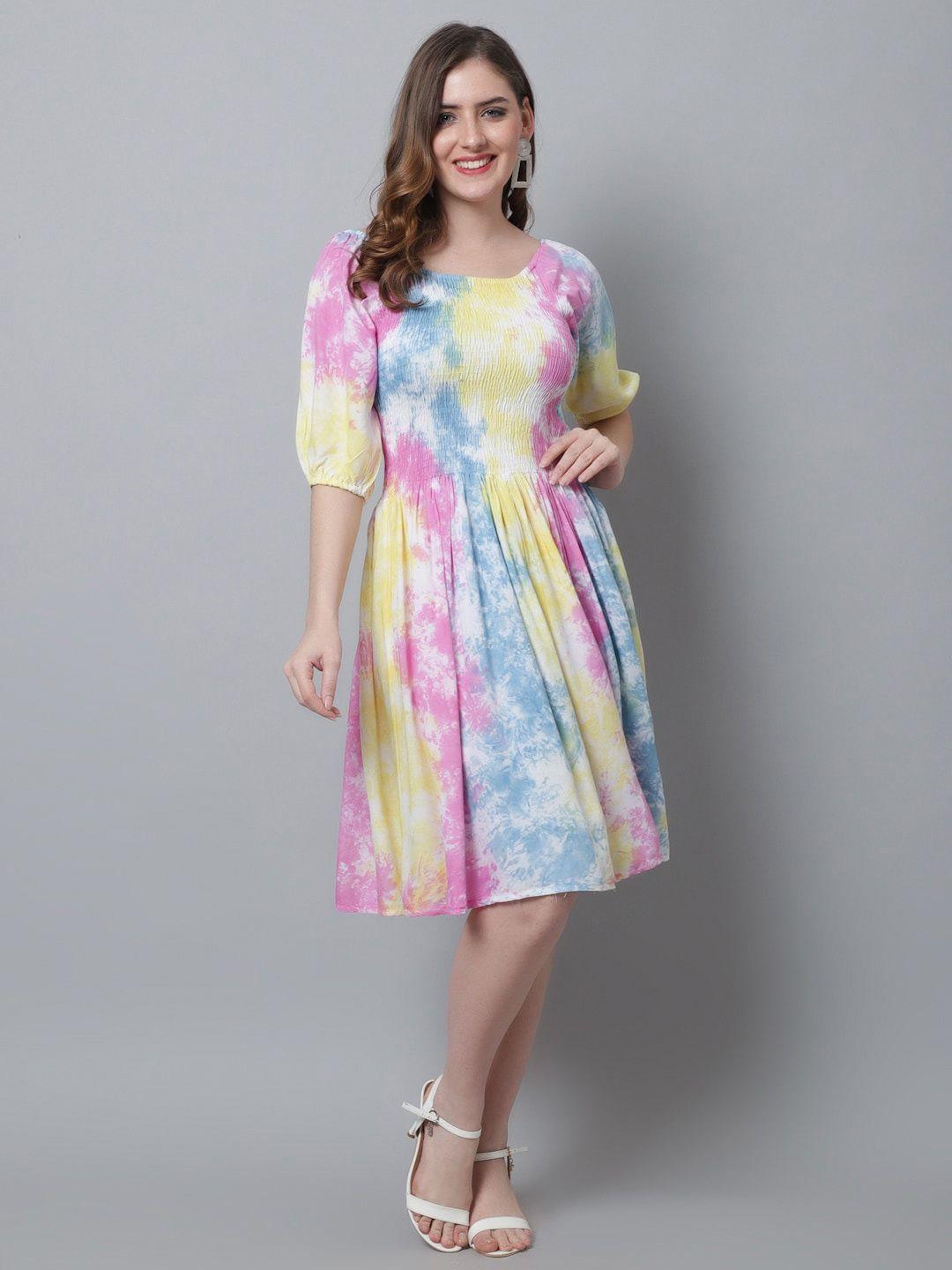 aawari tie and dye dyed velvet fit & flare dress