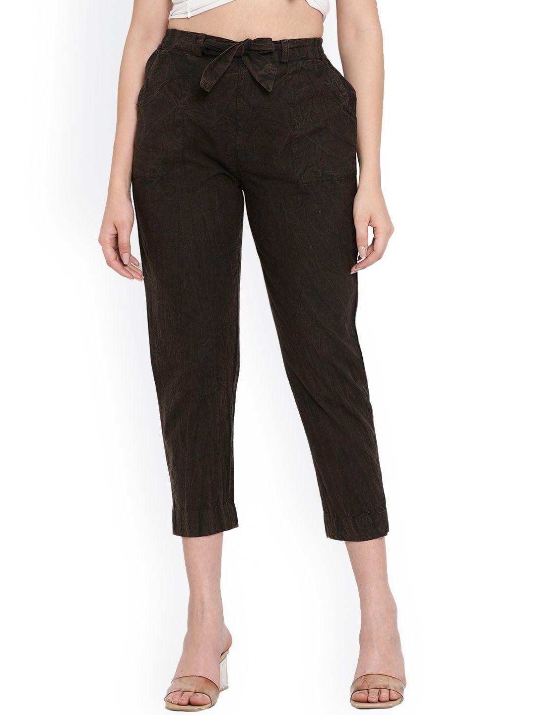 aawari women black relaxed high-rise trousers