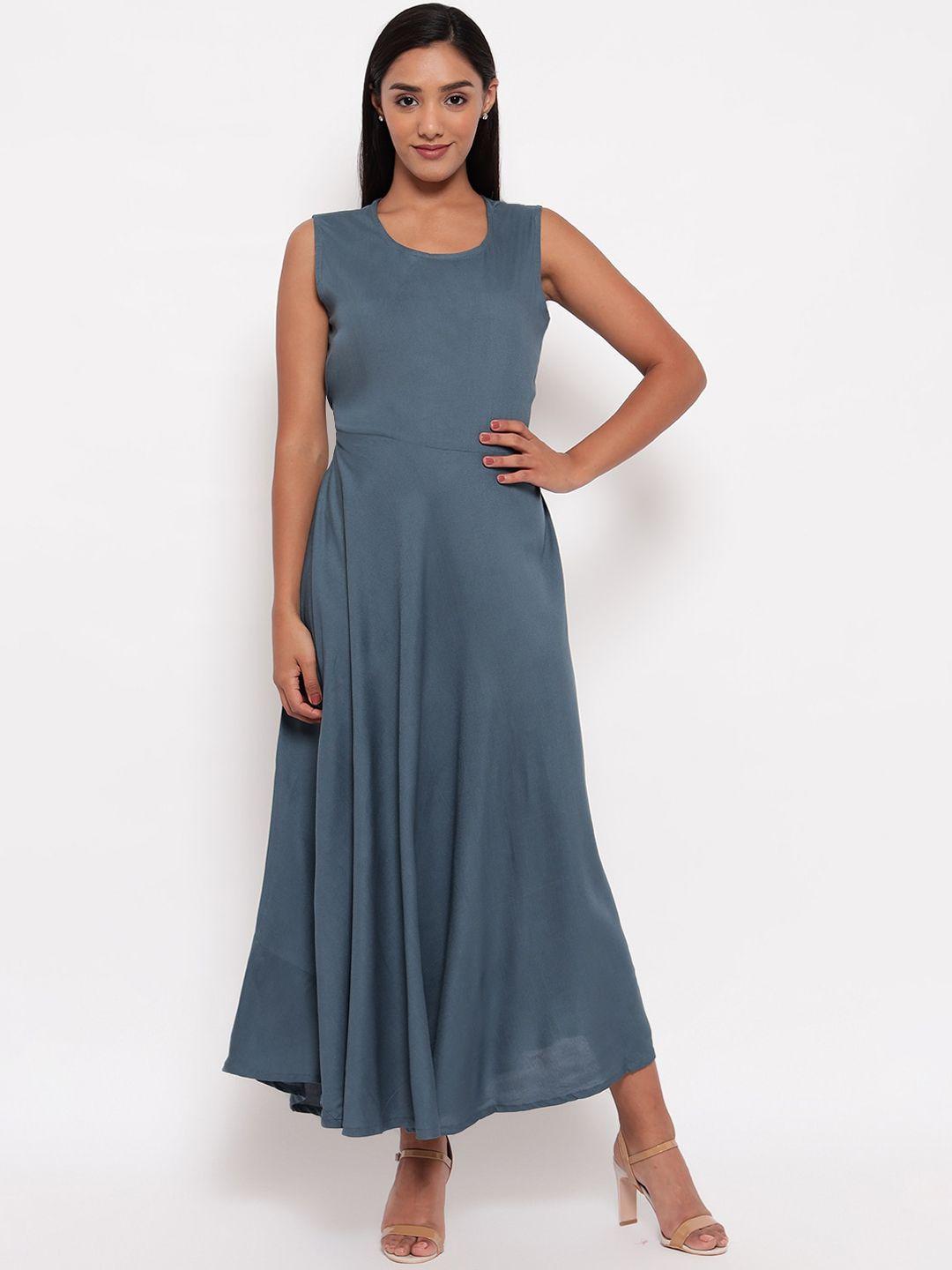 aawari women grey solid maxi dress