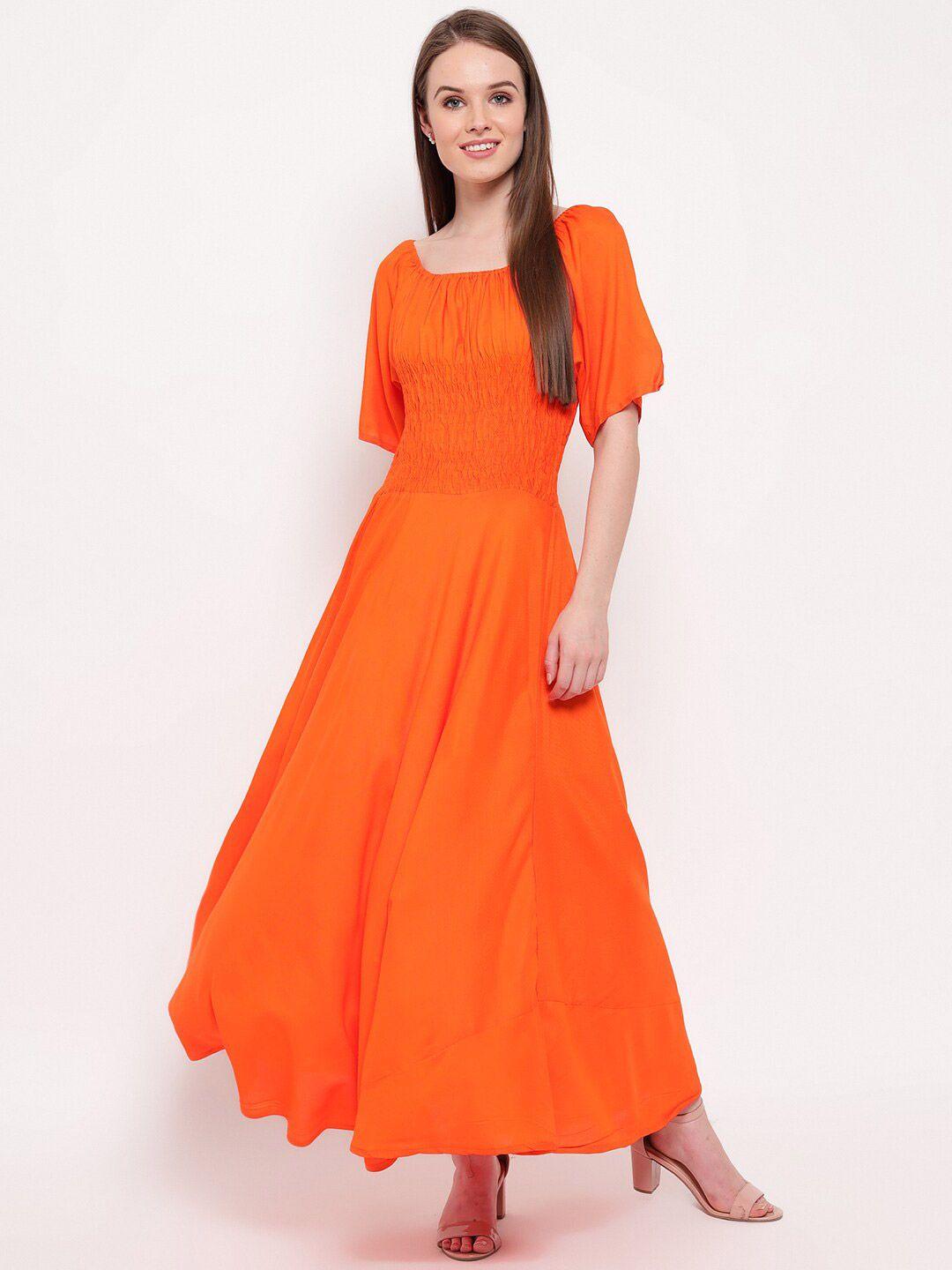 aawari women orange solid maxi dress