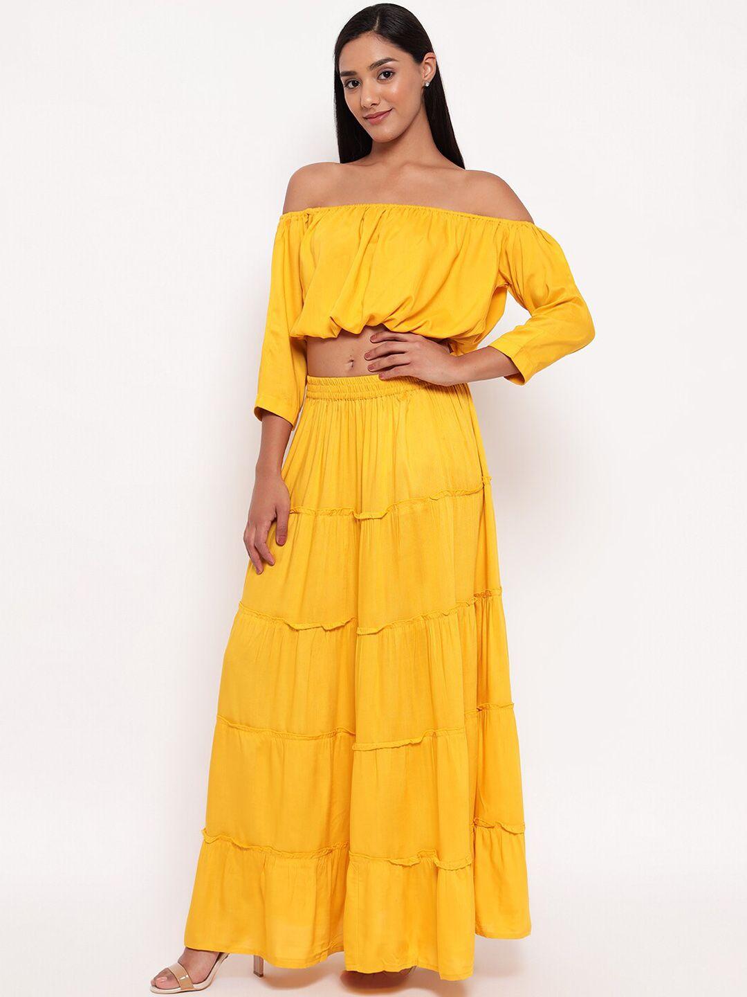 aawari women yellow solid maxi dress