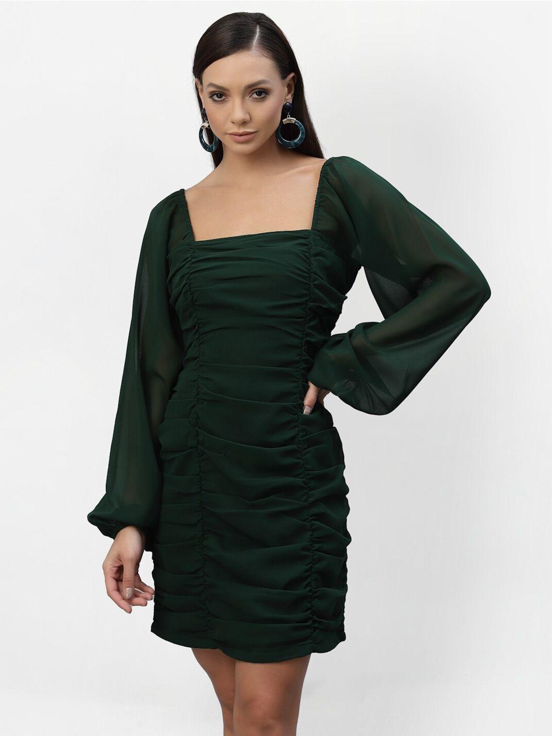 aayu women green georgette sheath dress