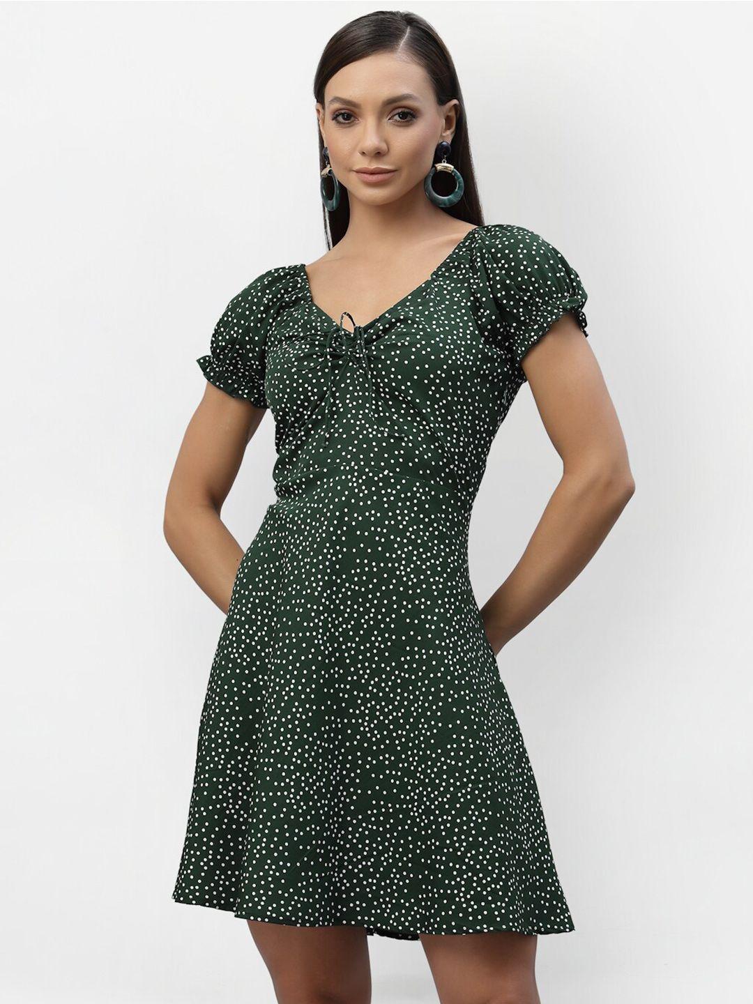 aayu women green polka dots dress