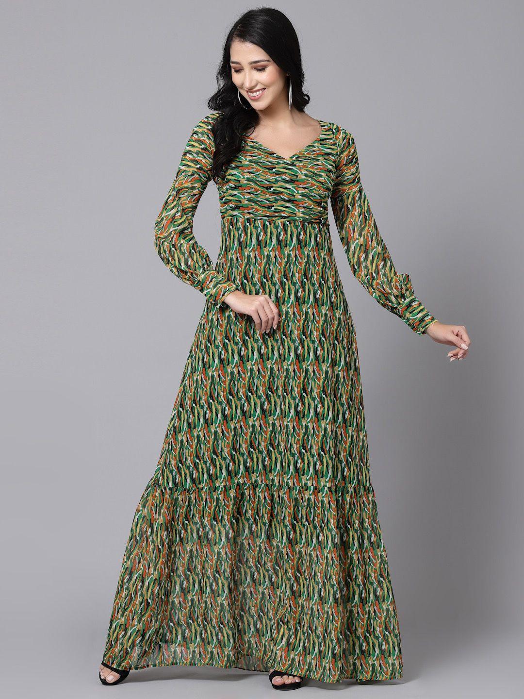 aayu abstract printed georgette maxi dress