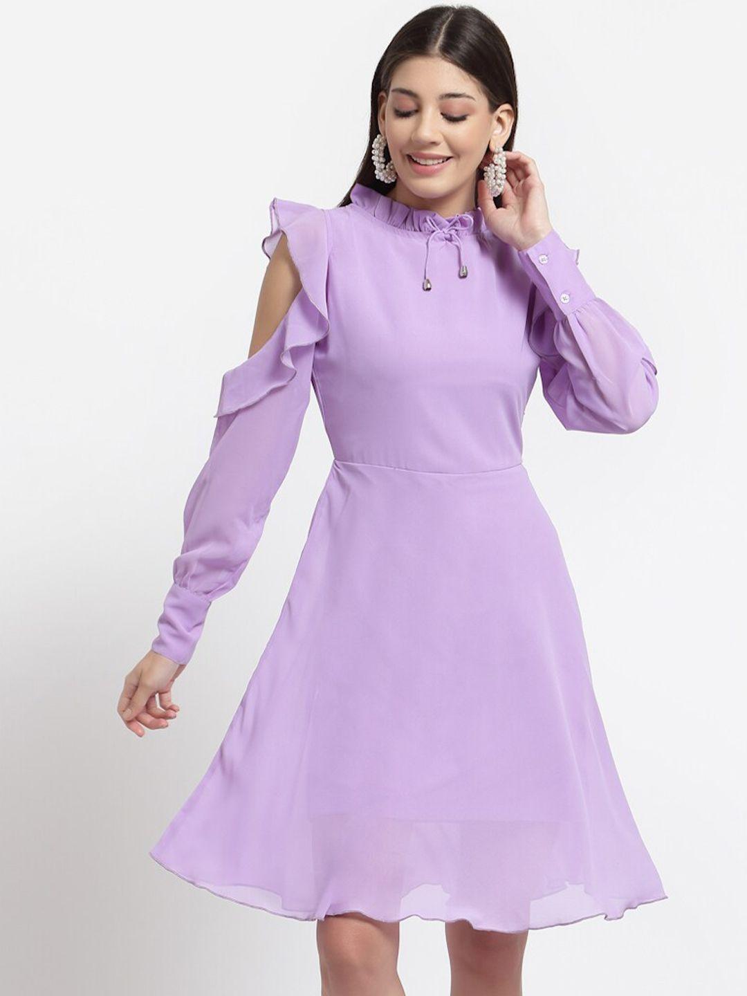 aayu cold-shoulder georgette fit & flare dress