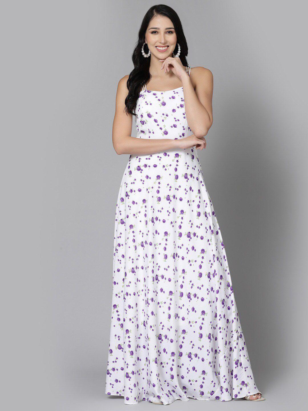 aayu floral printed shoulder straps sleeveless maxi dress