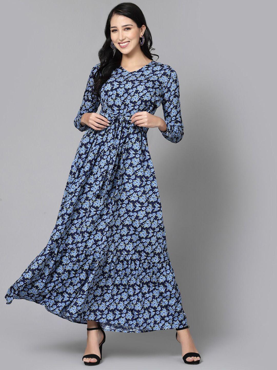 aayu floral printed v-neck maxi dress