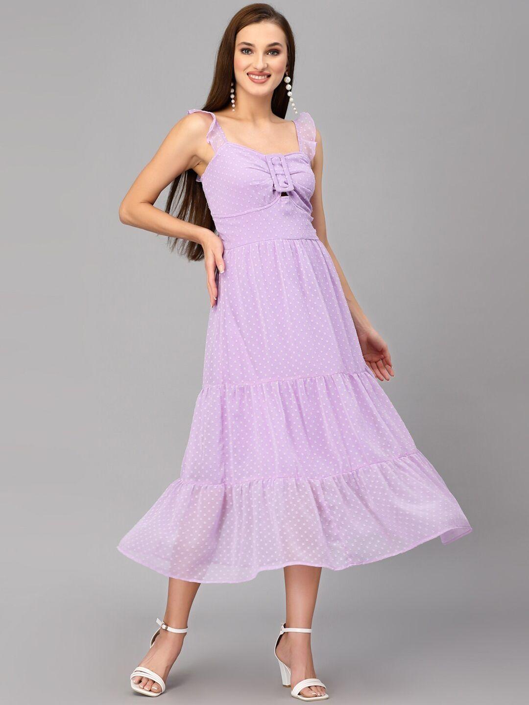 aayu georgette fit and flare tiered midi dress