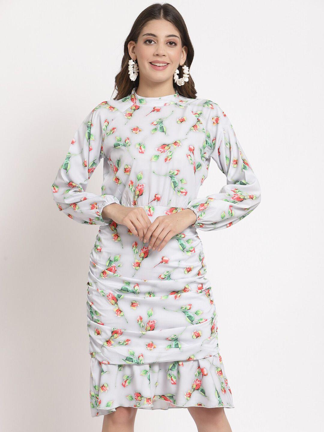 aayu grey floral crepe a-line dress