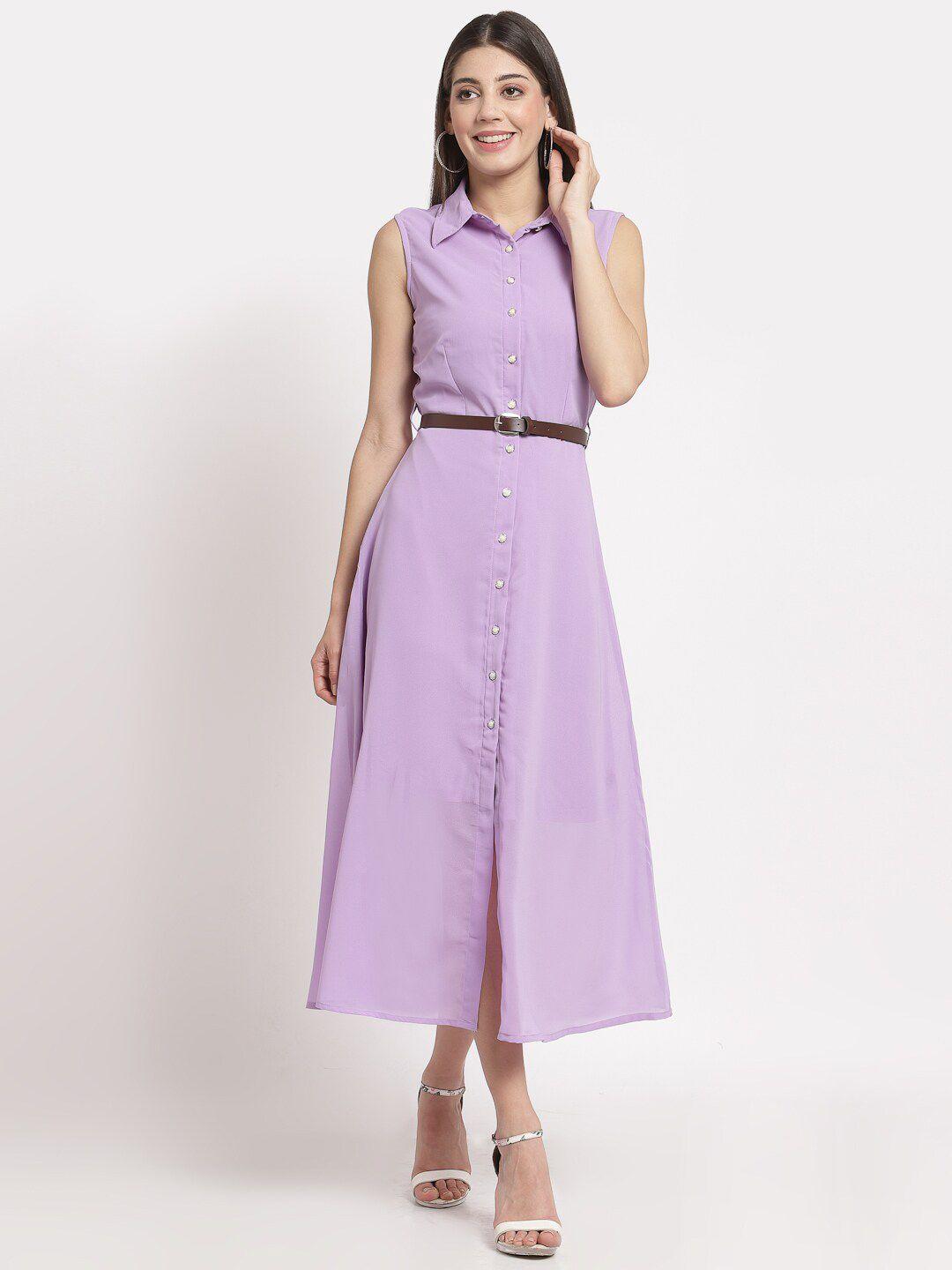 aayu lavender crepe shirt style maxi dress