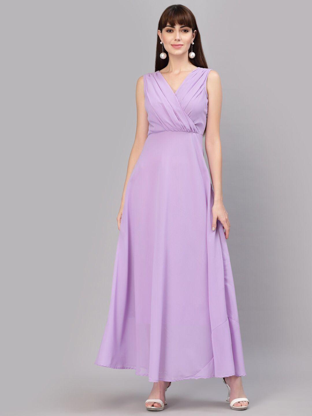 aayu lavender gathered maxi wrap dress