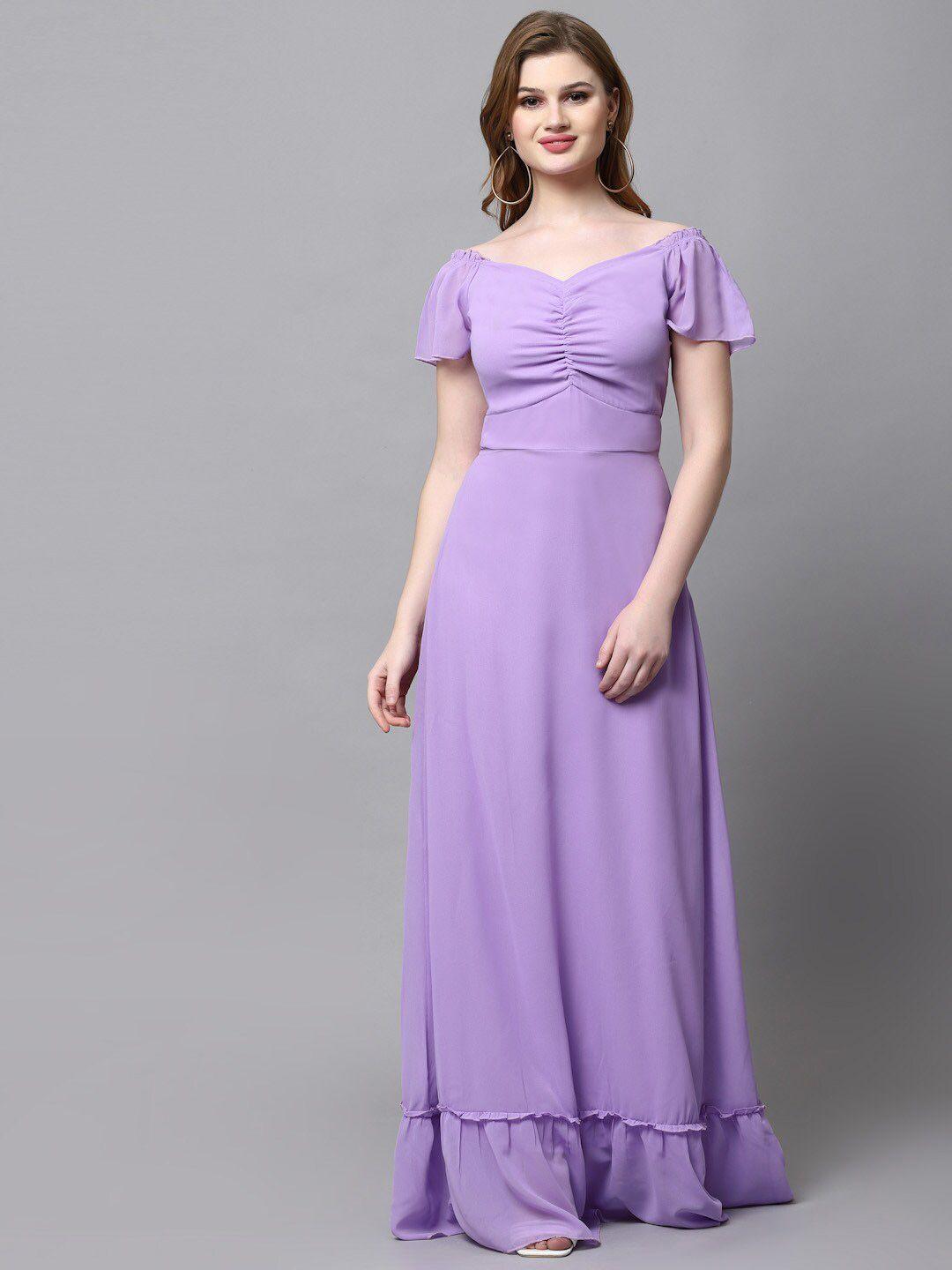 aayu lavender puff sleeve georgette maxi dress