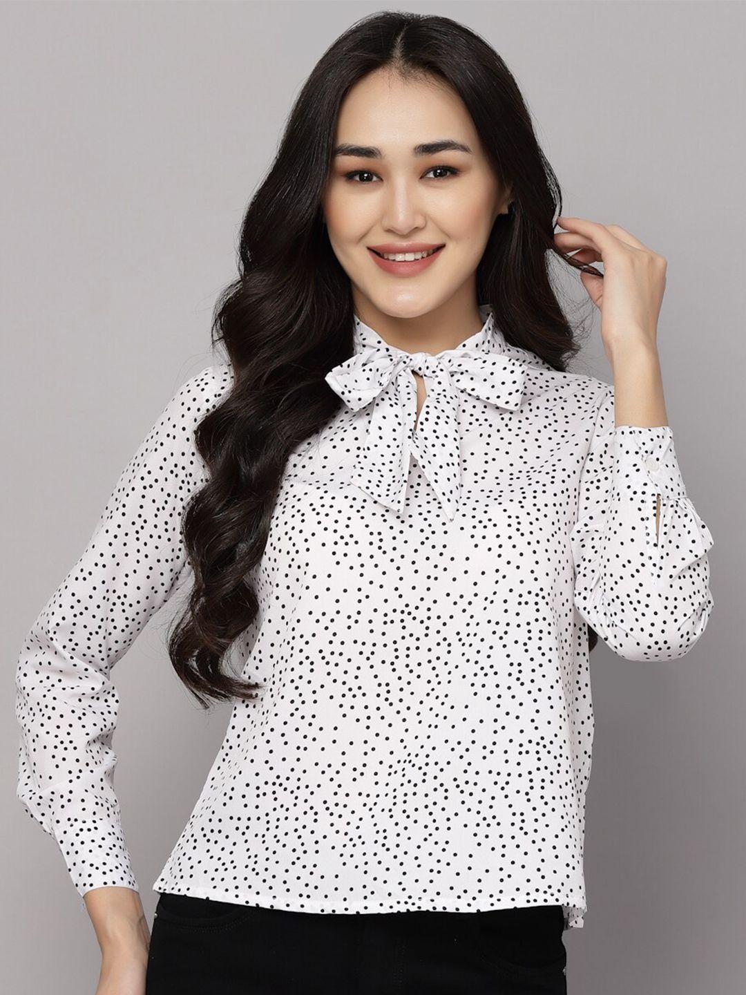 aayu polka dots printed shirt style top