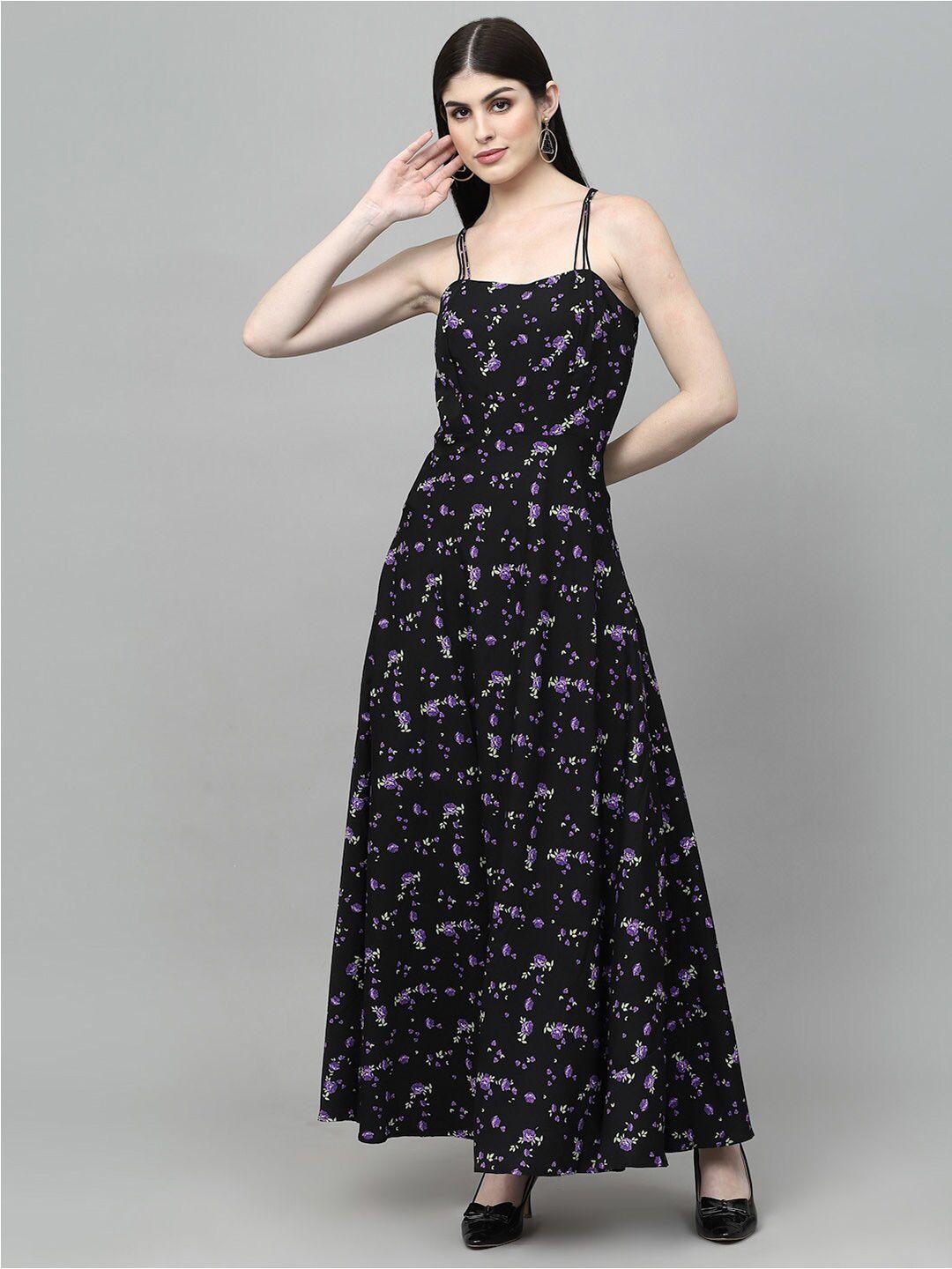 aayu purple floral print crepe maxi dress