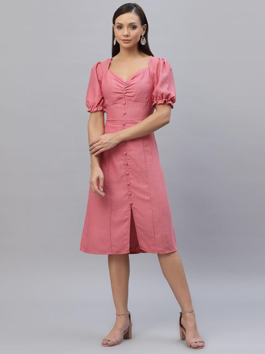 aayu sweetheart neck crepe midi dress