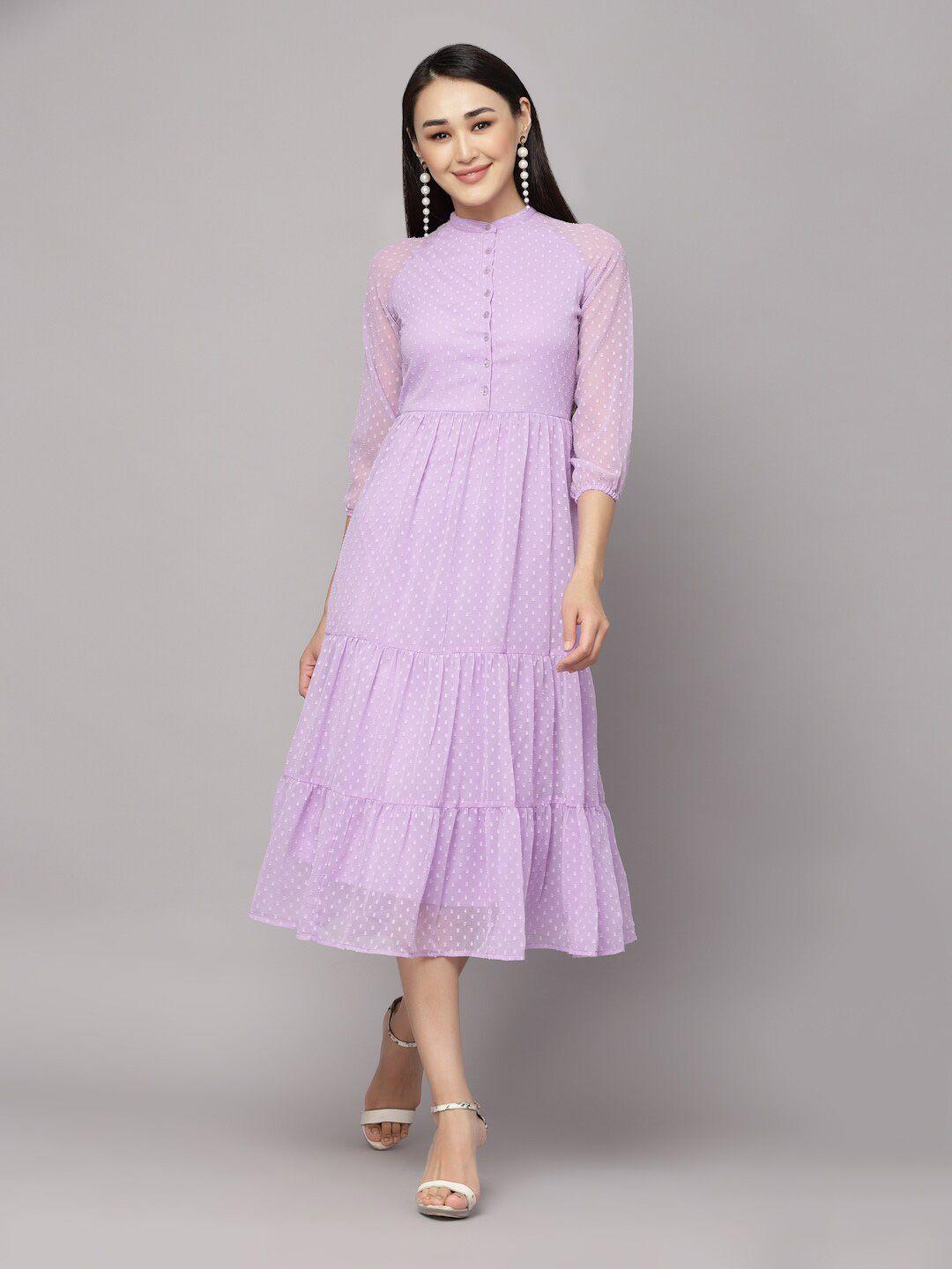 aayu tiered georgette a-line midi dress