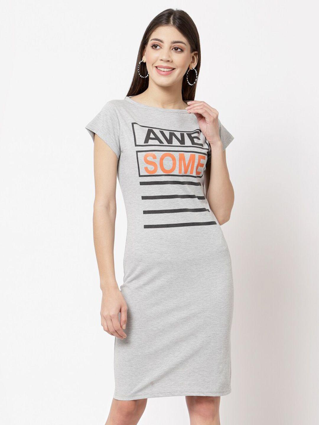 aayu typography printed round neck t-shirt dress
