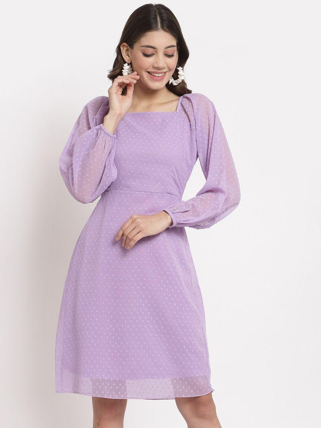 aayu women lavender georgette a-line dress