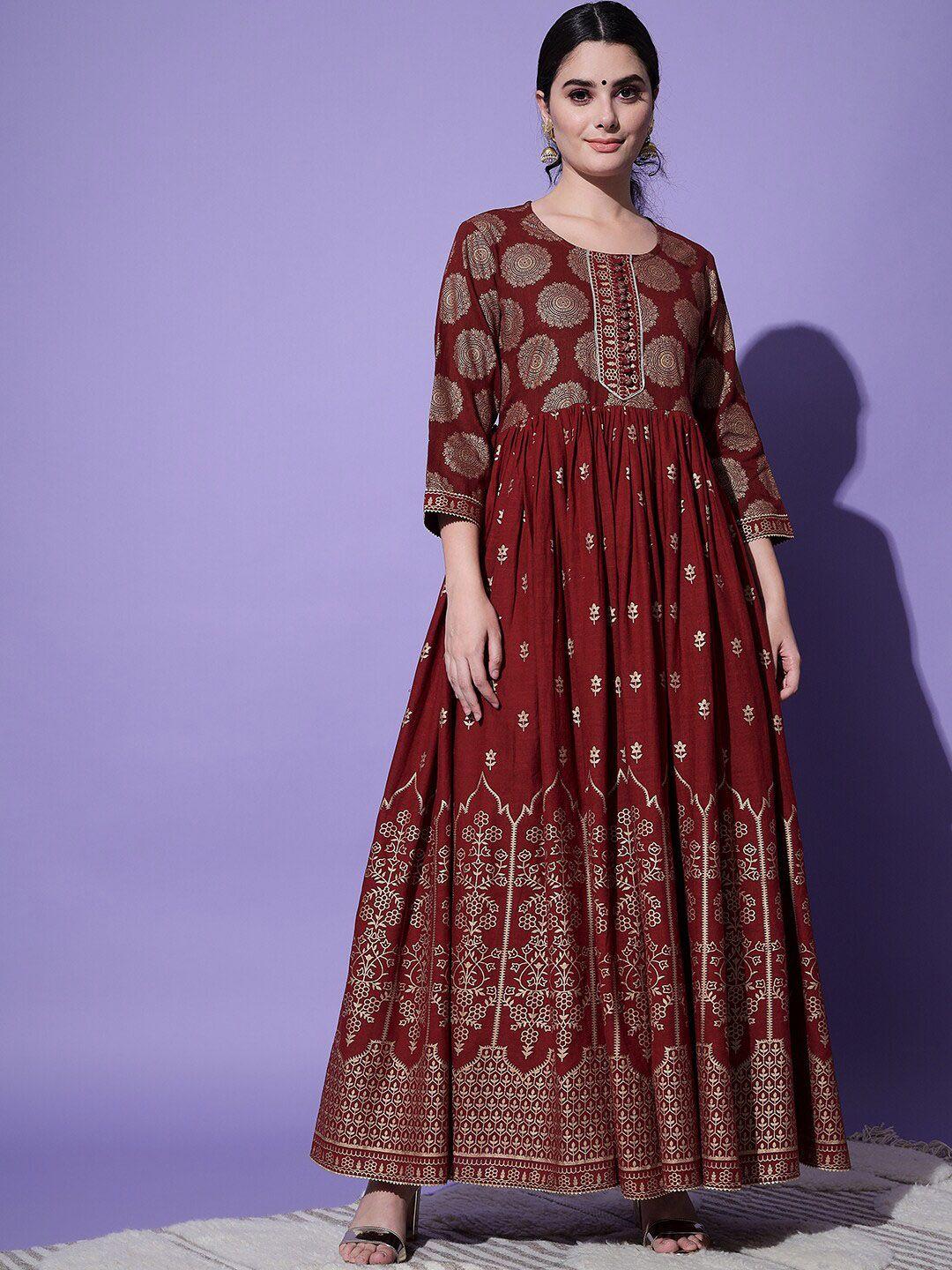 aayumi ethnic motif printed maxi ethnic dress