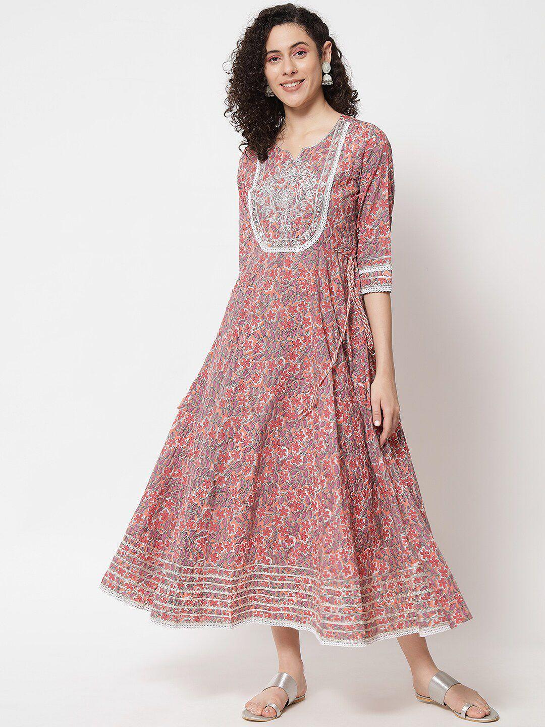 aayumi ethnic motifs printed a line ethnic dress