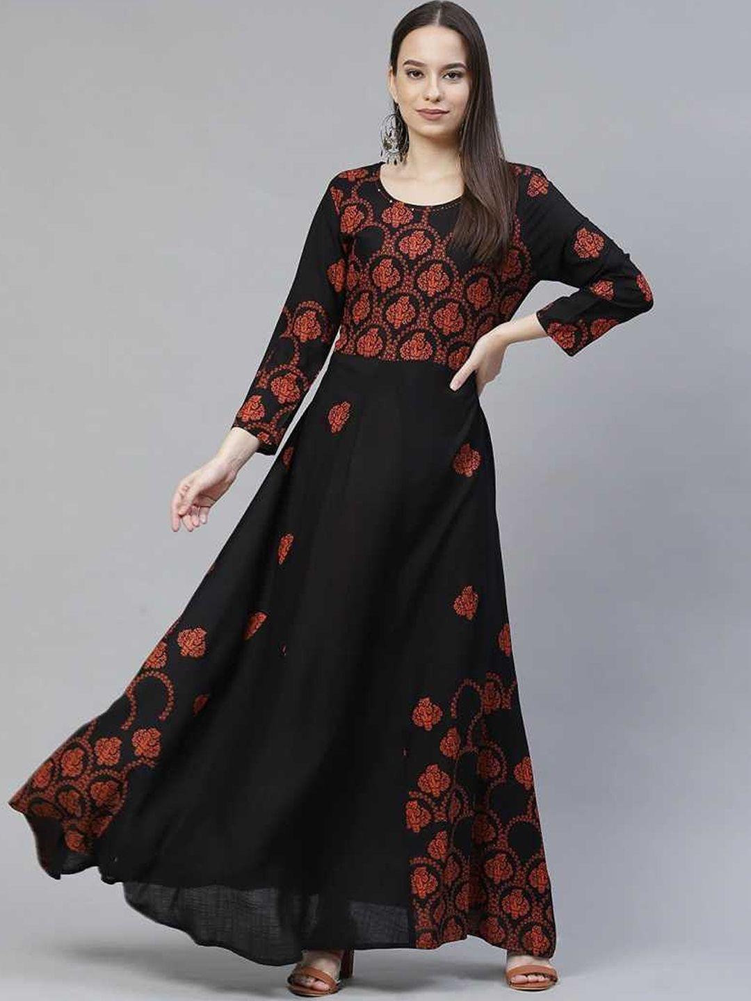 aayumi ethnic motifs printed maxi dress