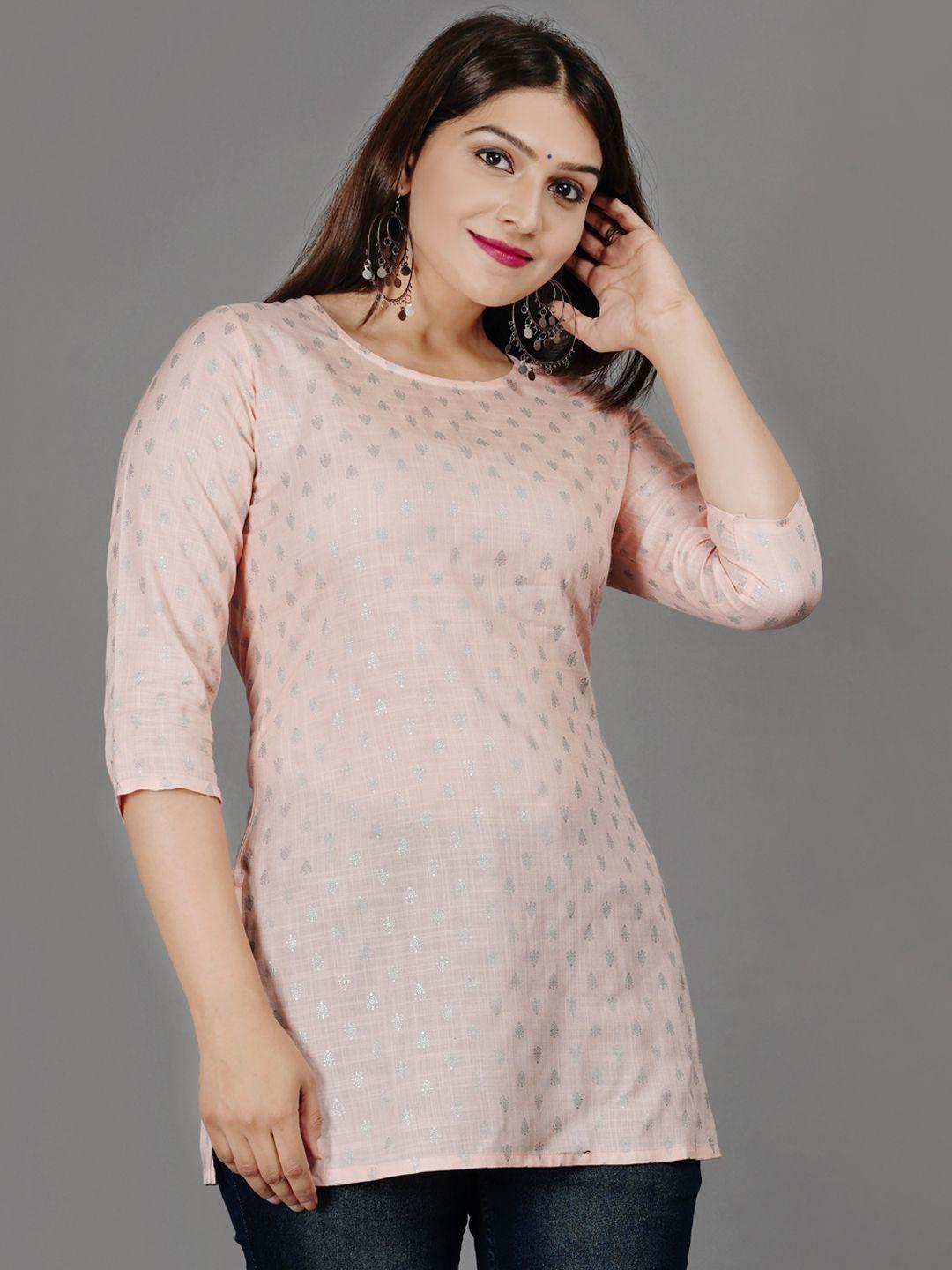 aayumi ethnic motifs woven design round neck a-line kurta