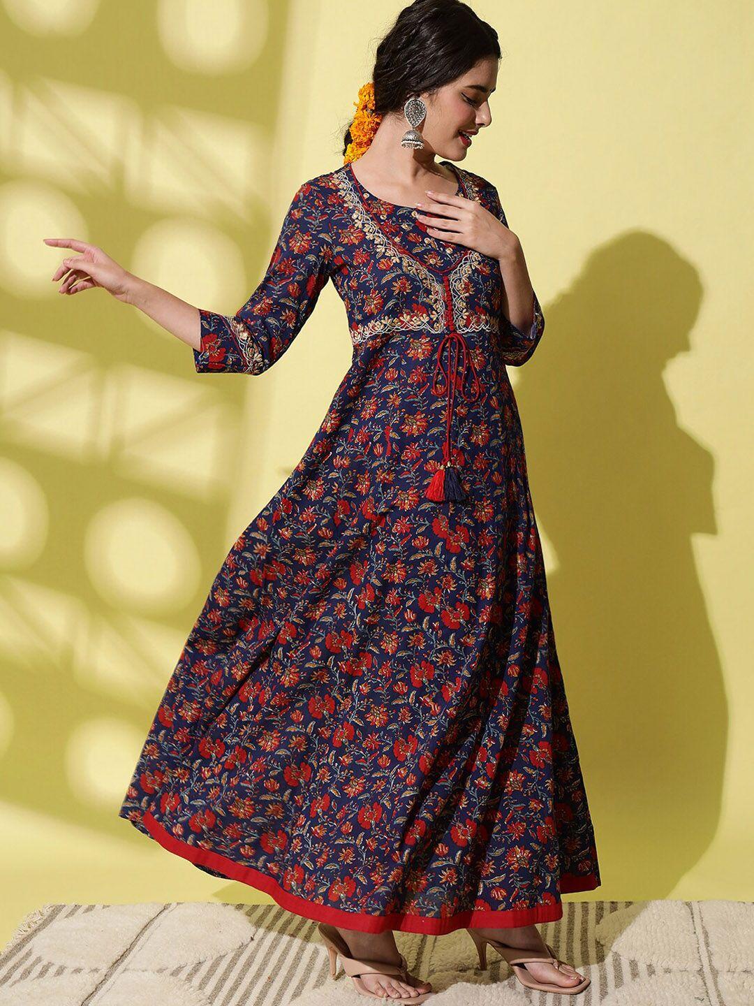 aayumi floral printed anarkali kurta