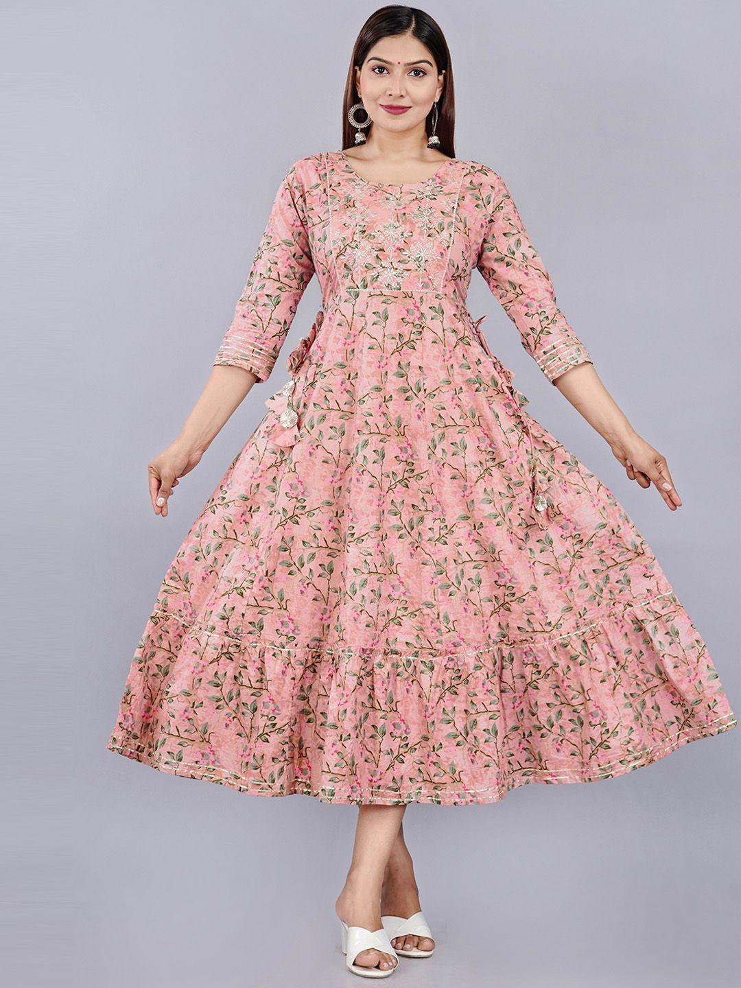 aayumi floral printed fit & flare ethnic dress