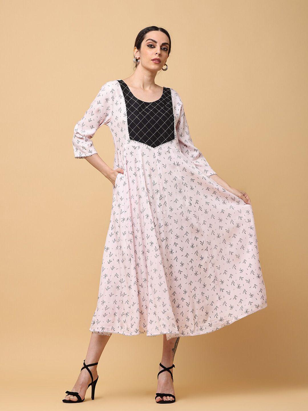 aayusika pink polka dot print a-line midi dress