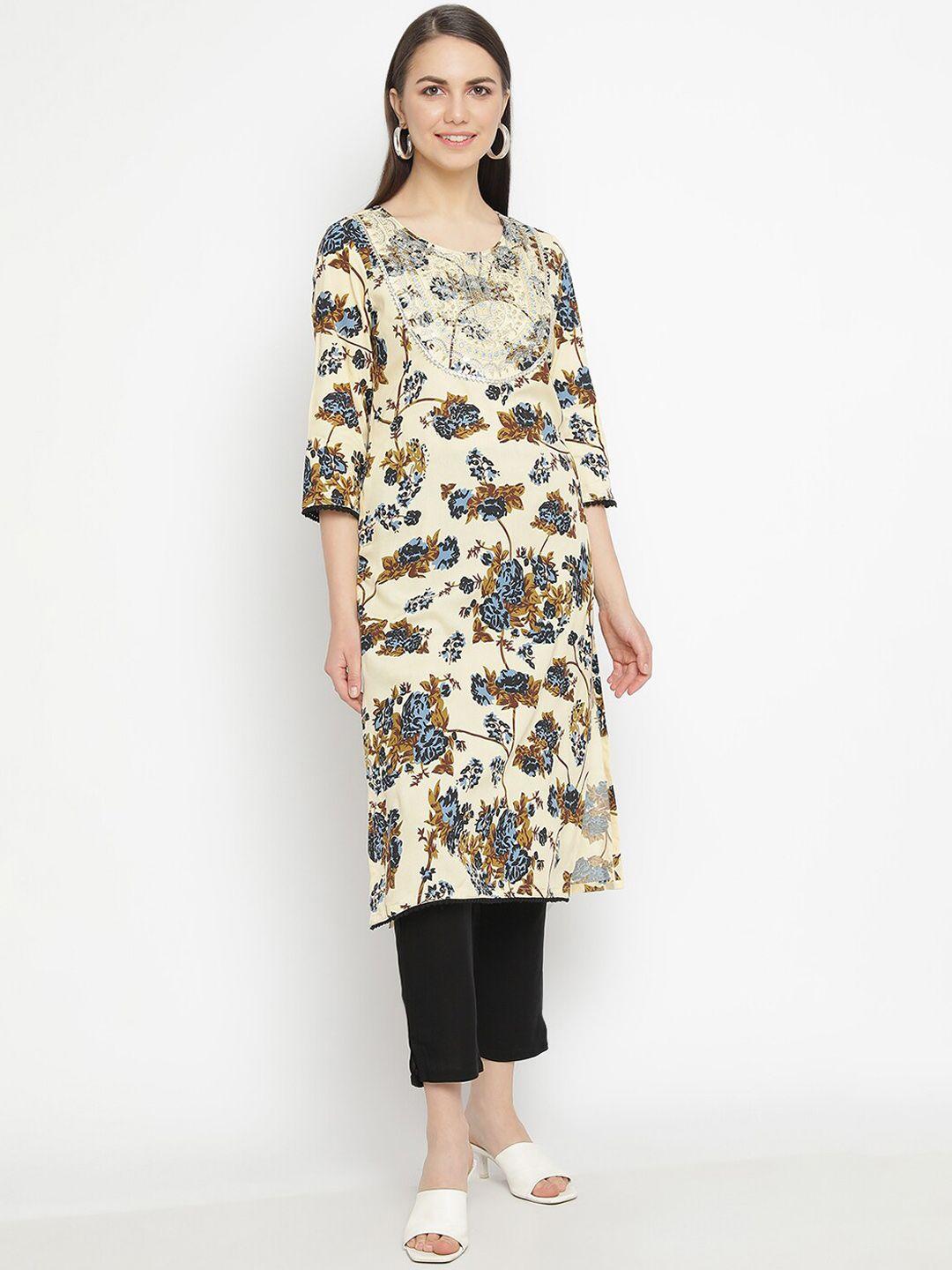 aayusika floral printed gotta patti straight kurta