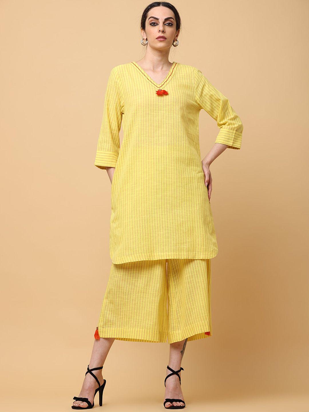 aayusika striped kurta with palazzo set