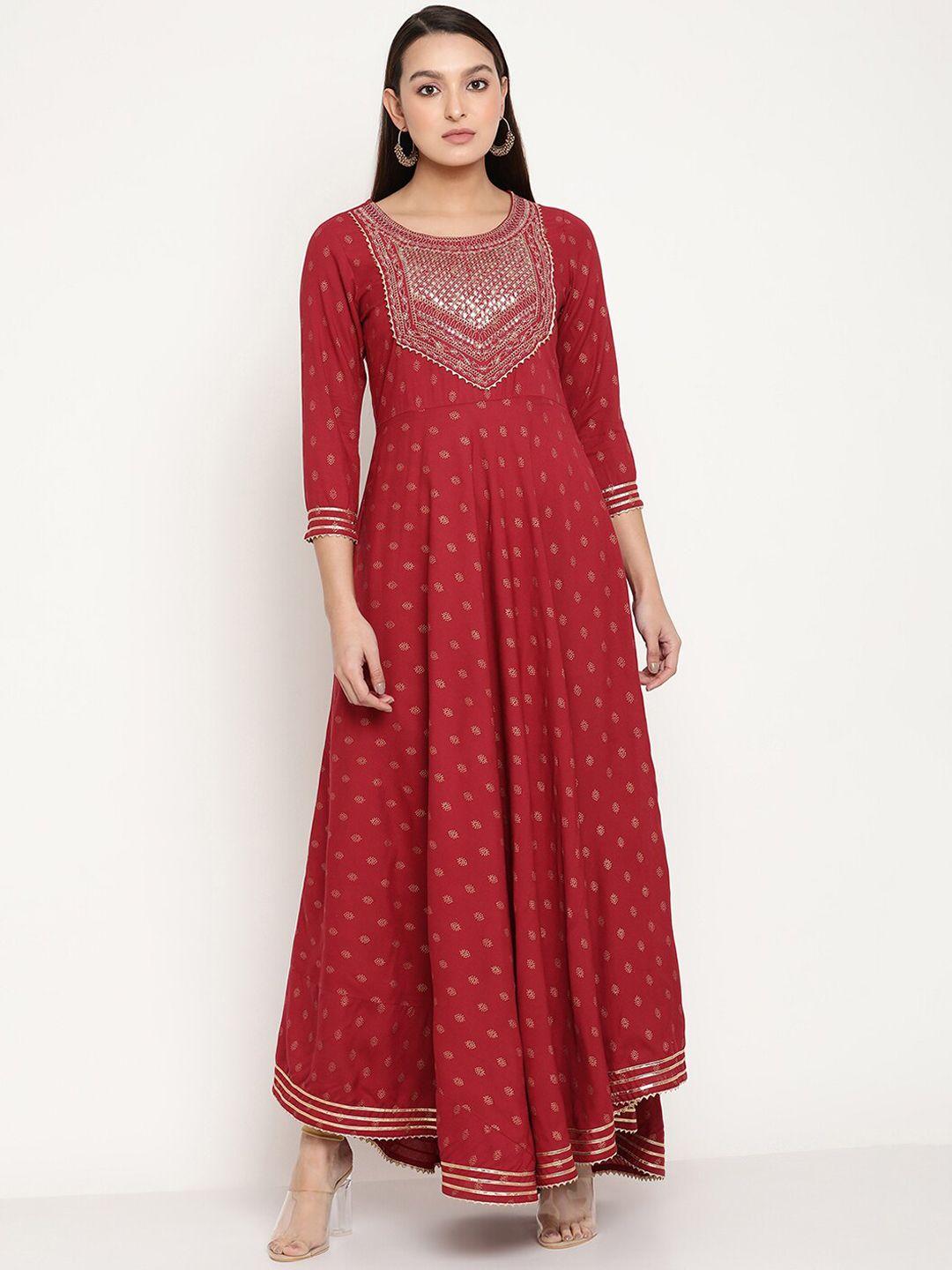 aayusika women ethnic motifs printed sequined anarkali kurta