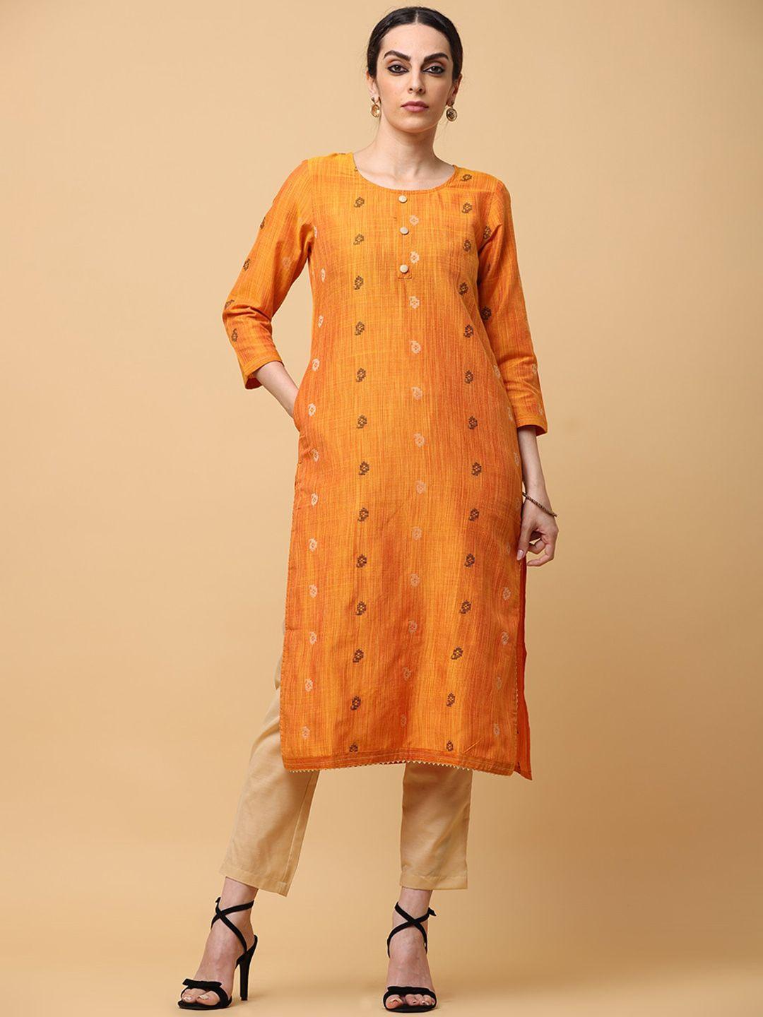 aayusika women floral regular gotta patti kurta with trousers