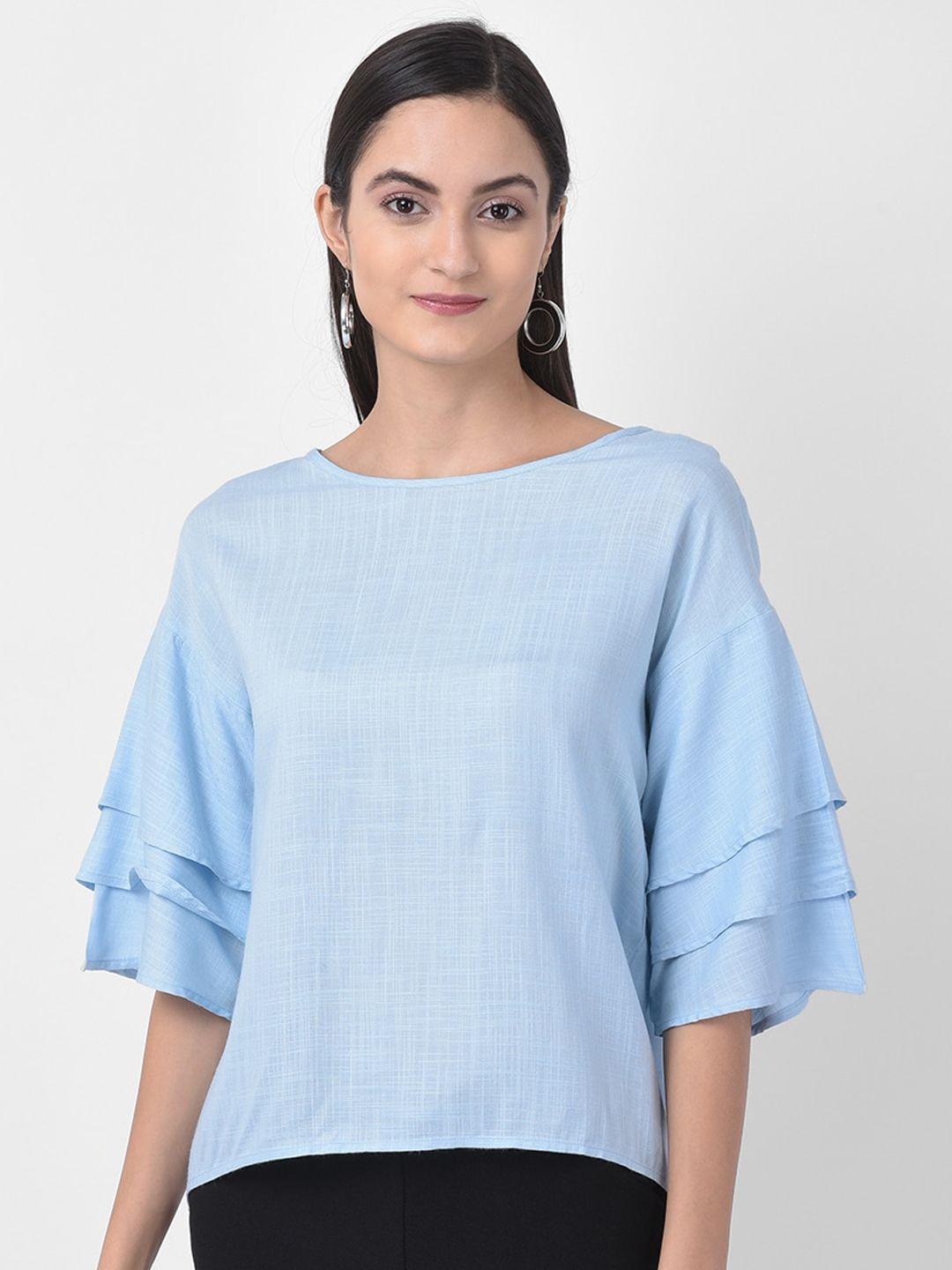 aayusika women pastel blue solid top