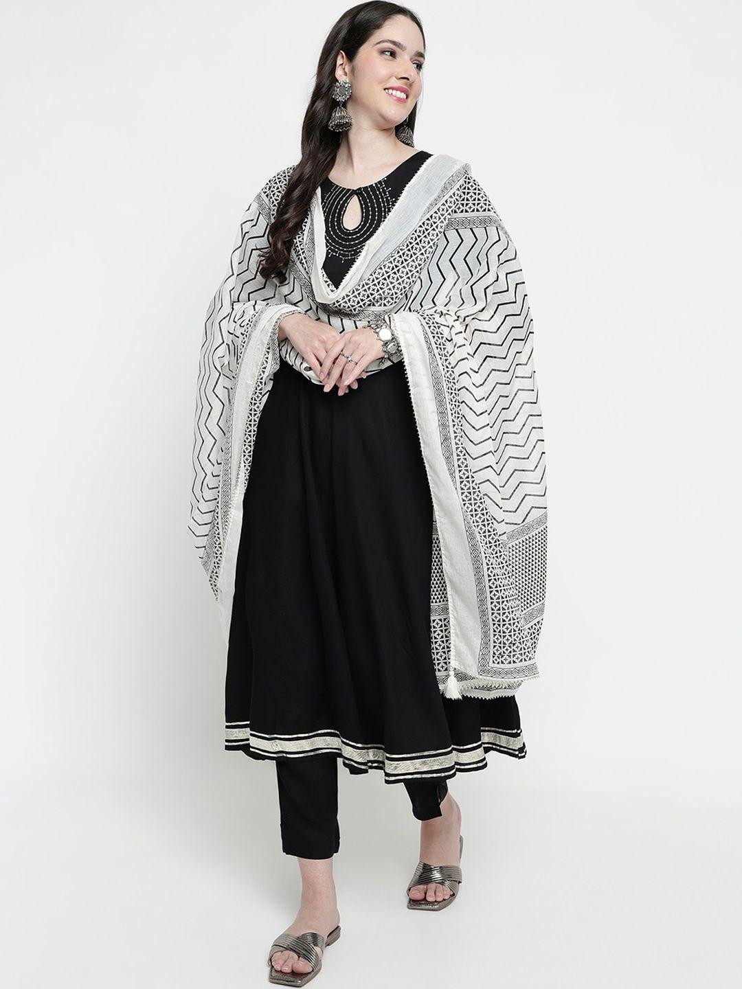 aayusika yoke design keyhole neck anarkali kurta with trousers & dupatta