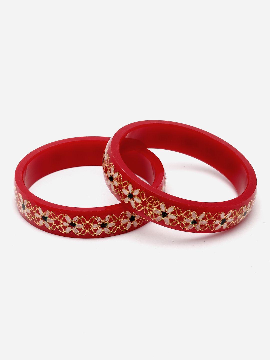 aazeen set of 2 gold-plated textured bangles