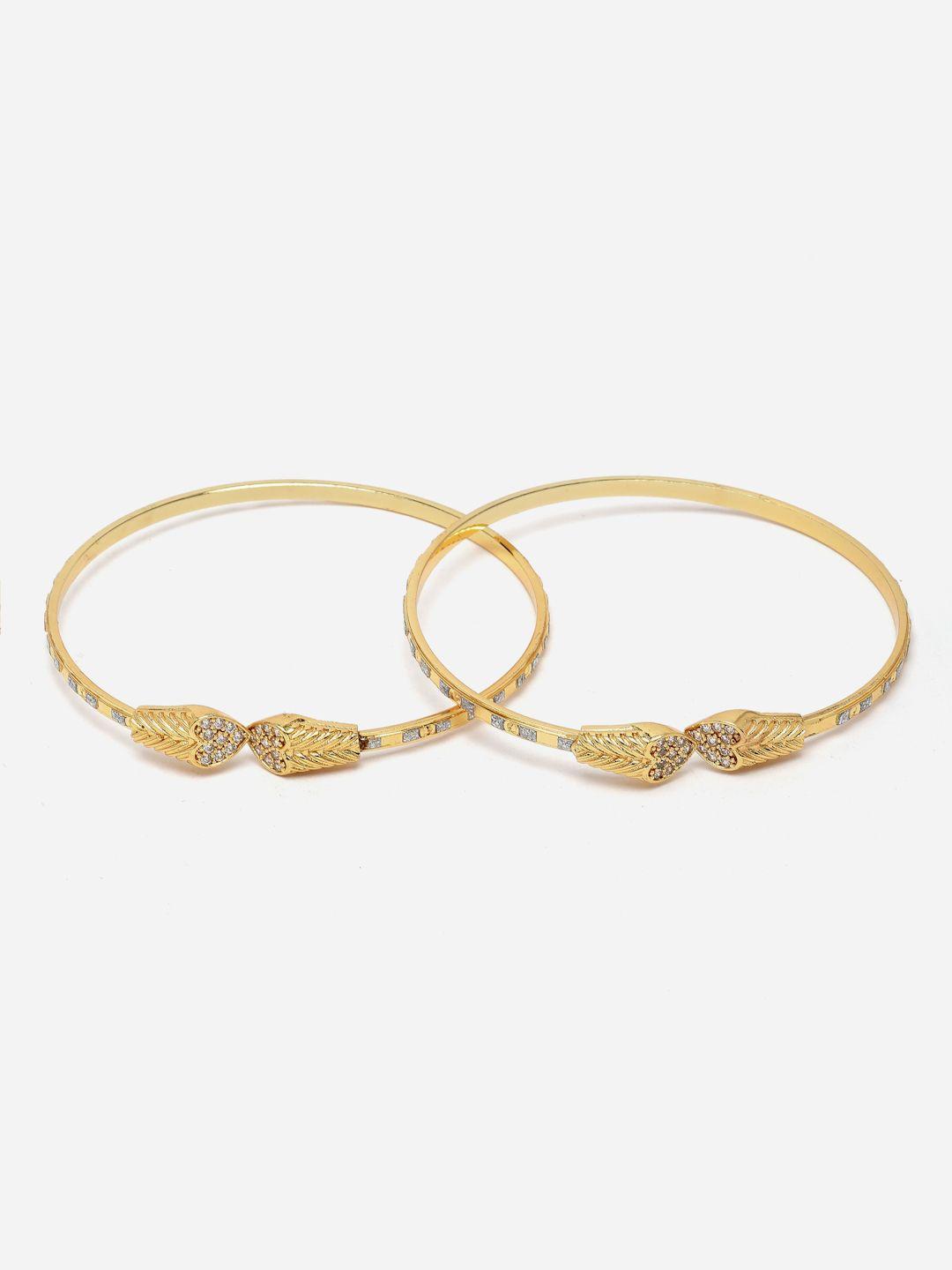 aazeen 2pcs gold-plated american diamond bangle-style bracelet