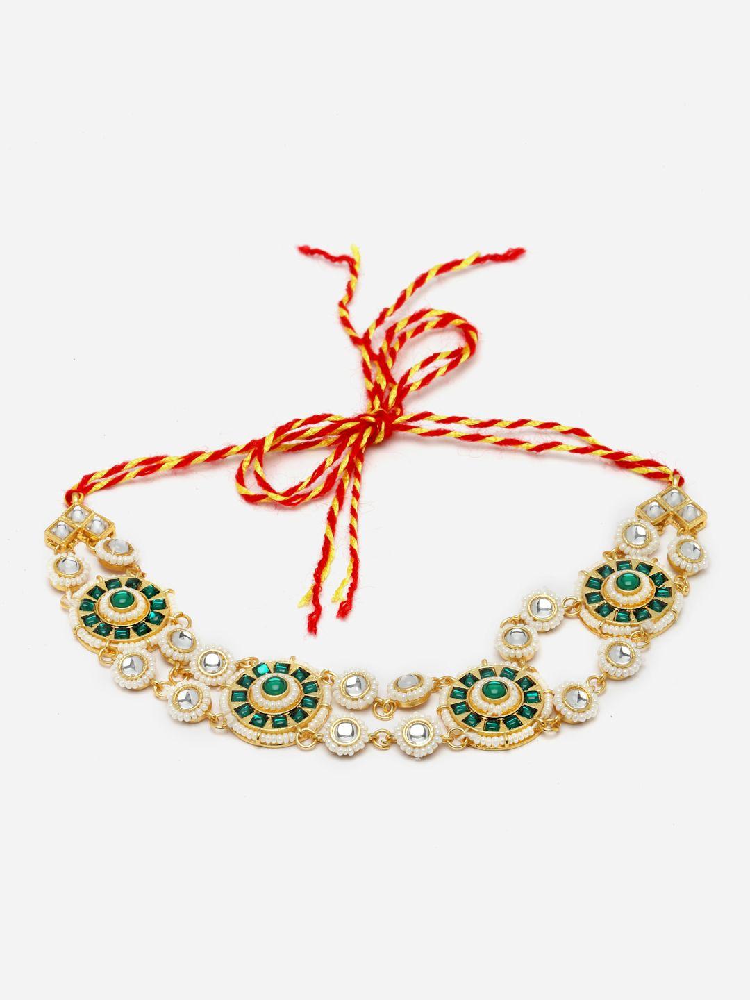 aazeen gold-plated artificial stones and beads studded sheesh phool