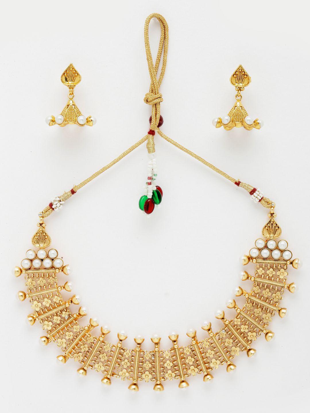 aazeen gold-plated oxidized beaded jewellery set