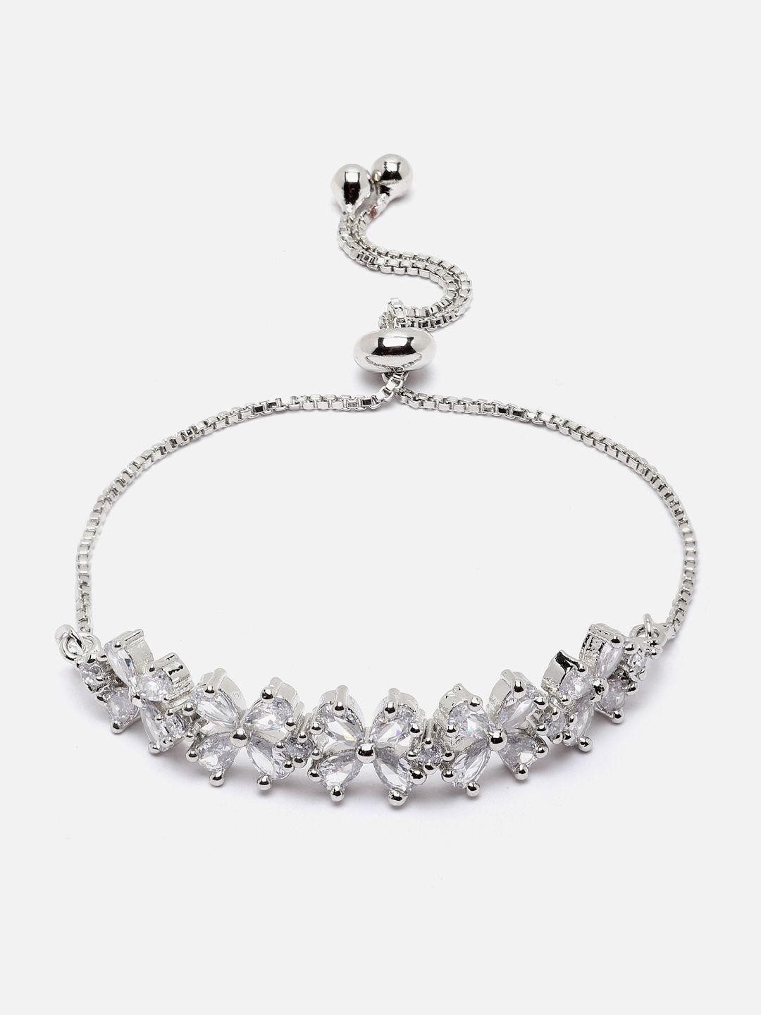 aazeen rhodium-plated american diamond wraparound bracelet