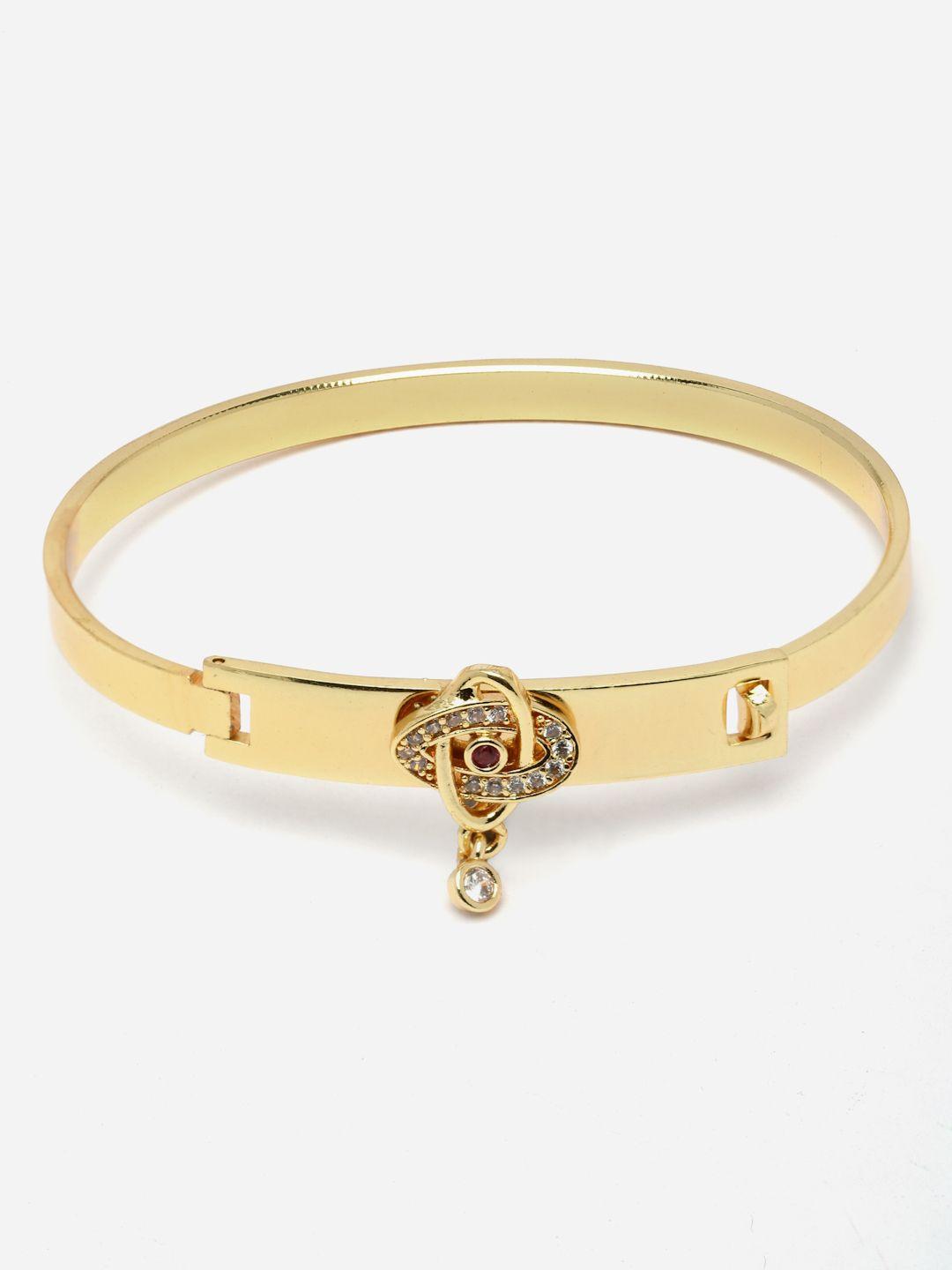aazeen women gold-plated american diamond bangle-style bracelet