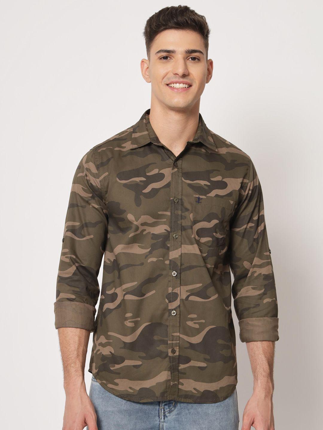 aazing london camouflage printed spread collar cotton shirt