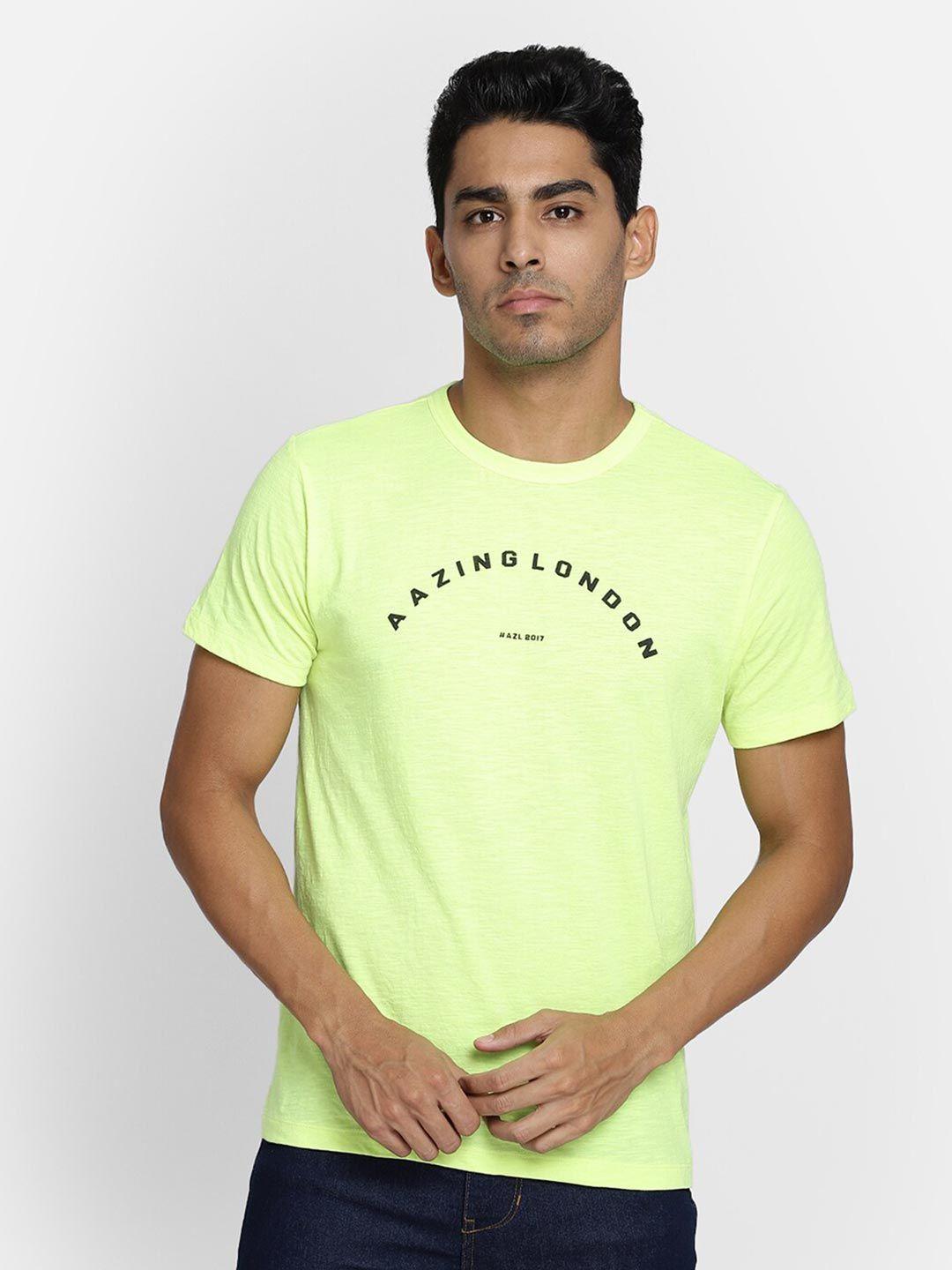 aazing london men green typography printed t-shirt