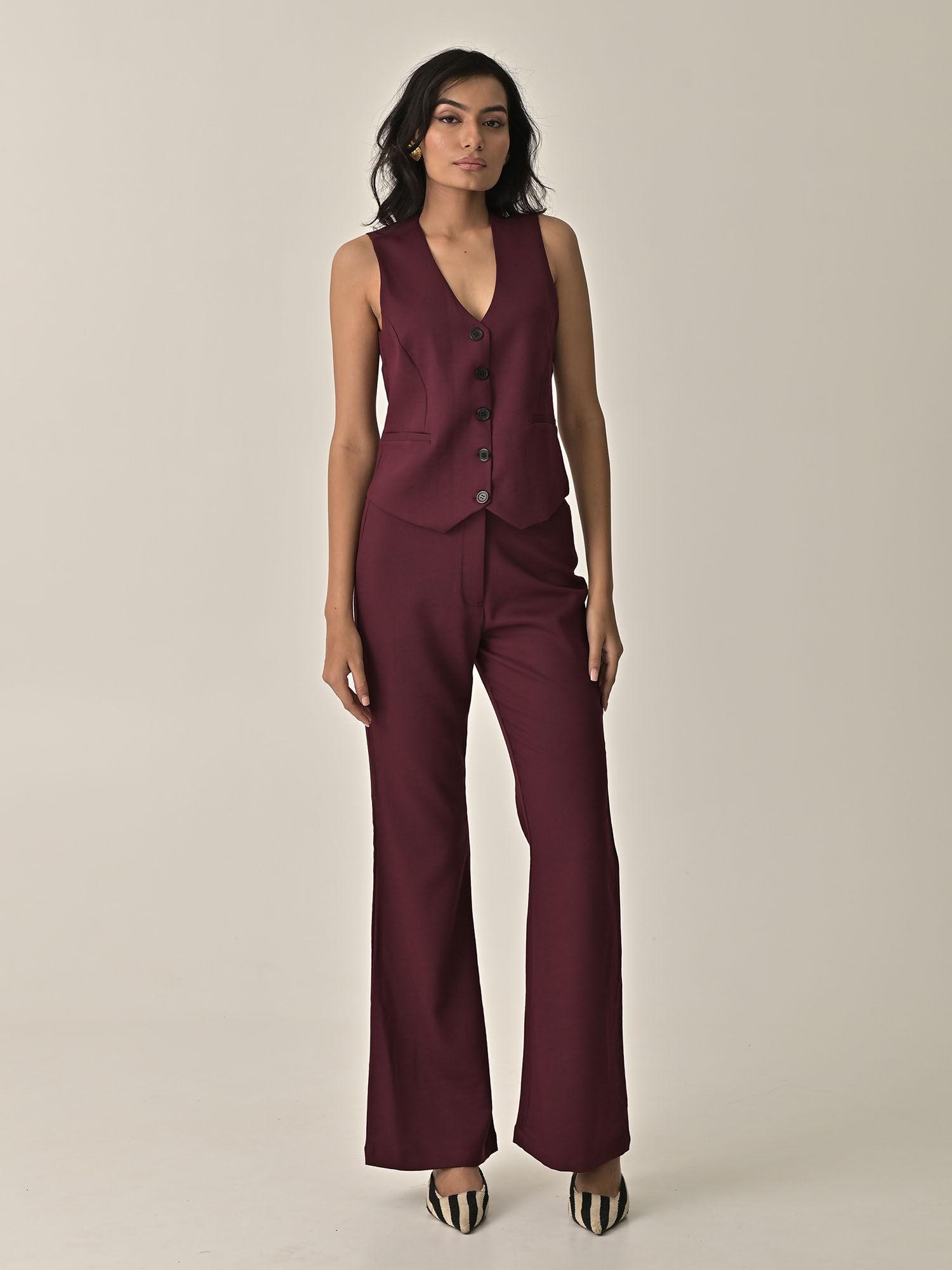 abby burgundy waistcoat